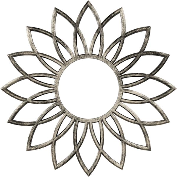 Ekena Millwork Daisy Architectural Grade PVC Pierced Medallion, 30"OD x 10 1/2"ID x 1"P, Antiqued Warm Silver CMPP30DAAWS - main